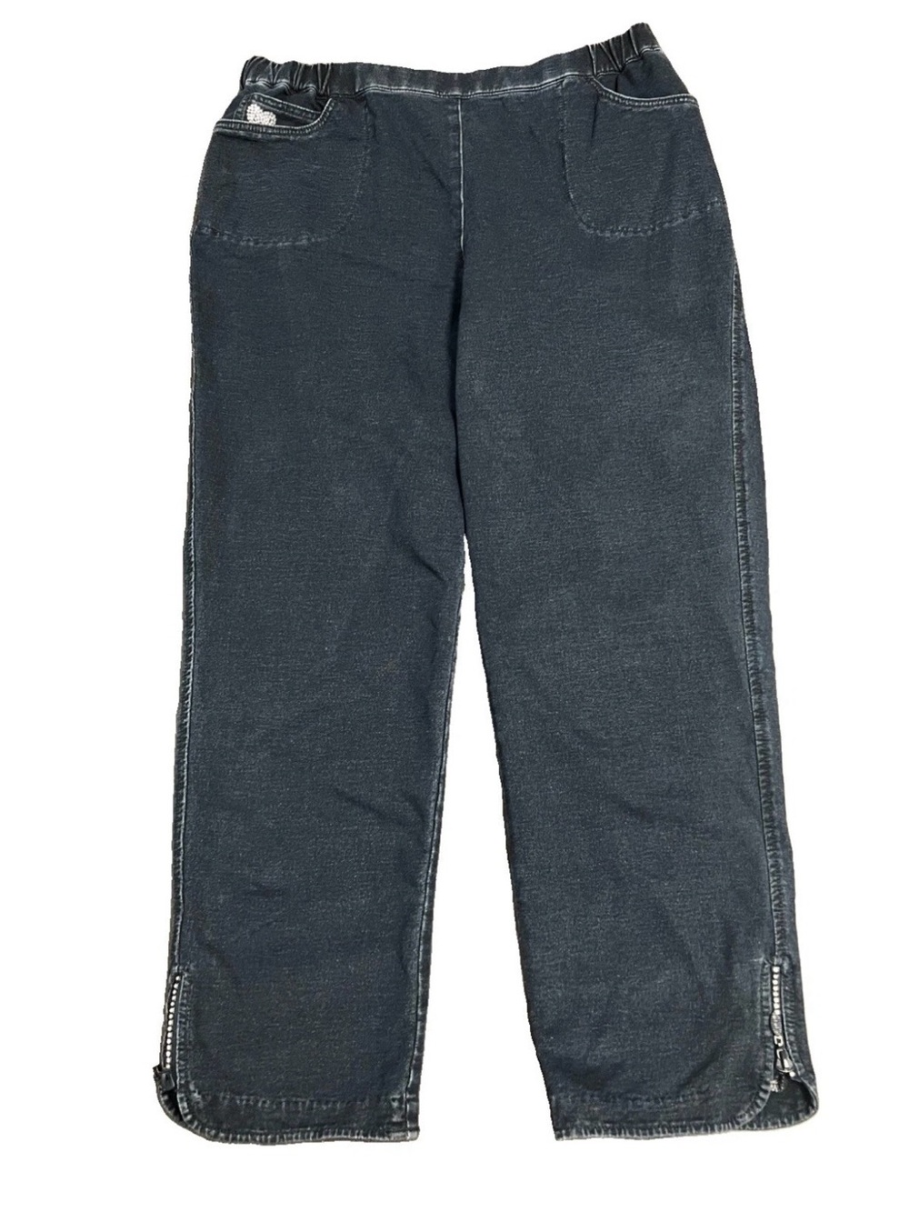 Quacker Factory DreamJeannes Glam Zipper Ankle Pants XL Dark Indigo A344053